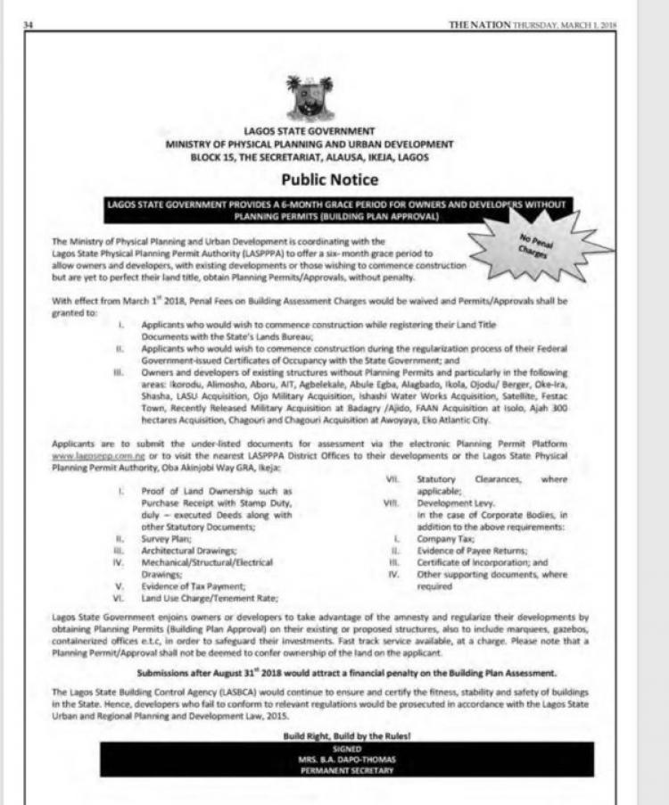 Lagos State Government Urges Demolished Property Owners To Submit Title Documents.
